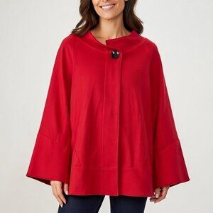 Anne Klein Red Cape Coat Swing Jacket Plus Size 3X Professional Chic Modern